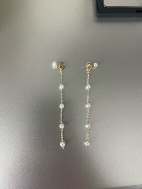 Gold Pearl Drop Earrings - Women Jewelry